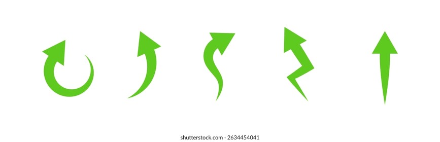 Set of arrows moving up in green color. Simple vector illustration isolated on white background.
