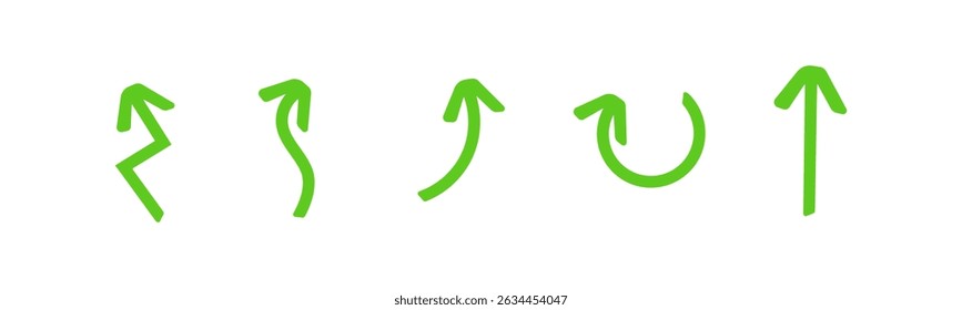 Set of arrows moving up in green color. Simple vector illustration isolated on white background.