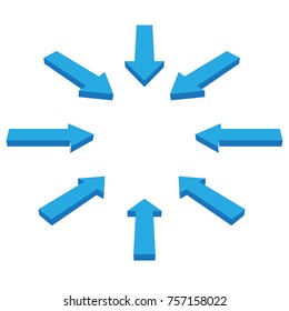 Set of arrows to navigate or set directions blue color