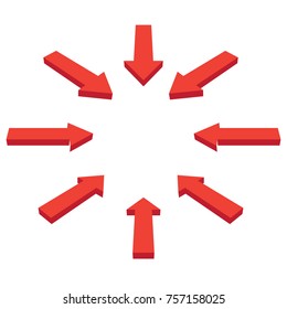 Set of arrows to navigate or set directions red color