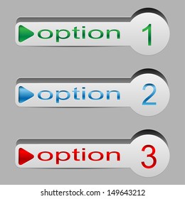 set of arrows with numbers on a gray background.collection options with colored numbers.vector
