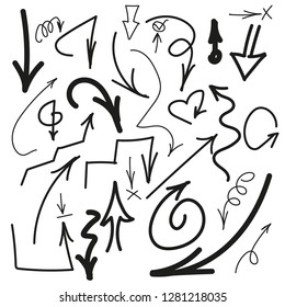 Set of arrows on white background. Vector illustration