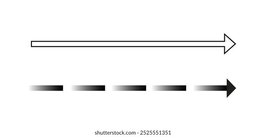 Set of arrows. Pack of pictogram pointers. Minimalist creativity and art. UI and UX design elements for website. Template and layout. Linear vector collection isolated on white background