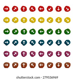 Set of  arrows, pointers on  color plasticine background. Plasticine modeling.Design for your website. Vector illustration.