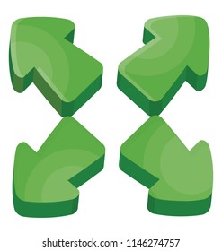 Set of arrows pointing in all four directions exhibiting arrowset controller icon