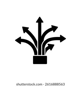 Set of Arrows Pointing in Different Directions Symbolizing Business Strategies and Options