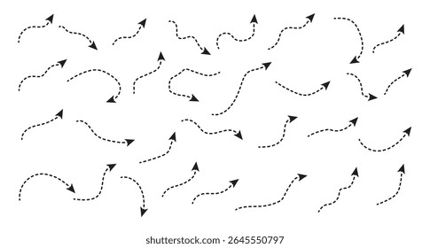 Set arrows pointing in different directions handwritten calligraphy isolated on white background , Flat Modern design, illustration Vector EPS 10.
