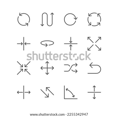 Set of arrows related icons, refresh, reload, loop, corner, turn, synchronize, resize, return and linear variety vectors.