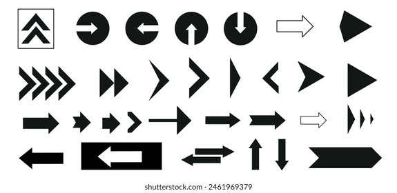 conjunto de flechas, derecha, izquierda, arriba, abajo, dirección de movimiento, Ilustración vectorial plana aislada sobre un fondo blanco