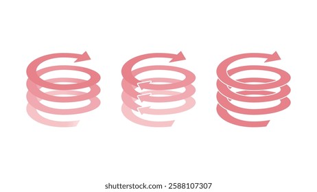 Set of arrows rising in a spiral, twisting, helix
