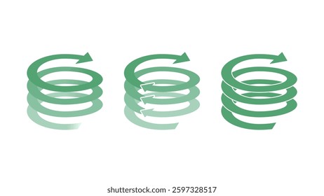 Set of arrows rising in a spiral, twisting, helix