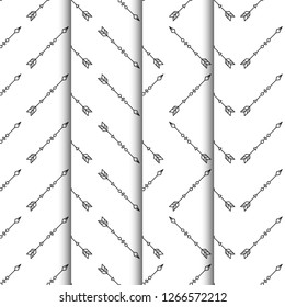 Set of arrows seamless pattern on white background