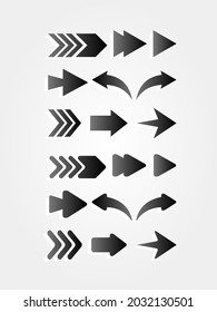 set arrows with sharp and rounded corner. arrow element for project and document