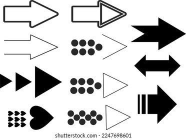 set of arrows for signaling in black and transparent color.