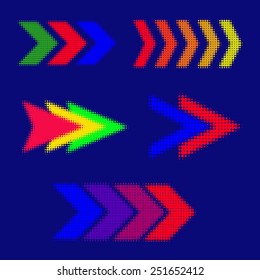 set of arrows and signs painted in the style of a semitone
