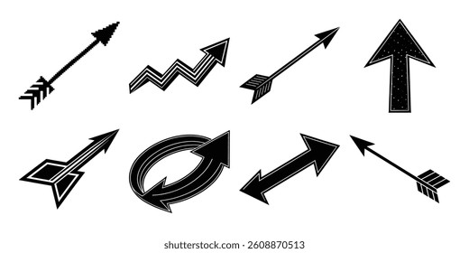 set of arrows Silhouette on a white background