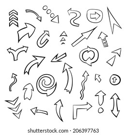 Set of arrows, sketch, vector illustration