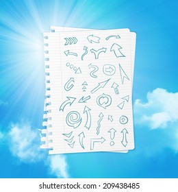Set of arrows, sketch, vector illustration