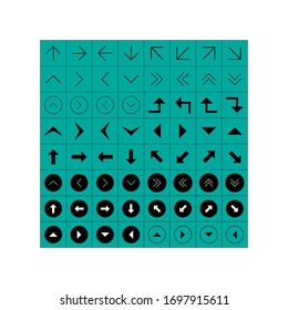 Set of arrows thin, thick, left, right, down, up sign. Web icon
