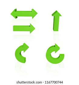 Set of arrows. Threedimensional. Green color Vector illustration