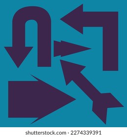 Set of arrows, Traffice symbol, U turn arrow sign vector illustration