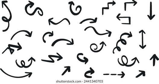 Juego de flechas. Varias flechas dibujadas con marcador.