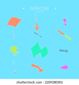 Set of arrows. Arrows vector collection. Arrow logo concept. Curly and wave orientation. Vector navigation