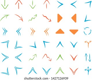 set of arrows vector collection color in the white background flat design