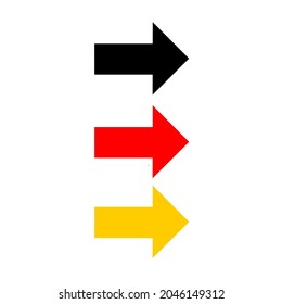Set of arrows vector. Arrows icon. Arrow vector icon. Arrows vector three color collection.