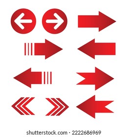 set of arrows vector icons red colors isolated white background