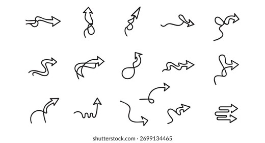 Establecer flechas . Ilustración vectorial. Establezca diferentes flechas o Diseño web. Estilo plano de la flecha aislado en el fondo blanco.