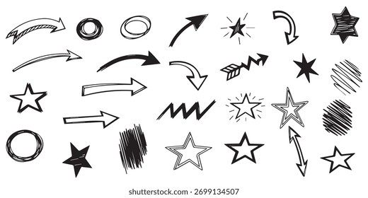 Definir setas. Ilustração vetorial. Defina setas diferentes ou design da Web. Estilo de seta plana isolado no plano de fundo branco.