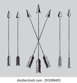 Set of arrows, vector illustration, vintage design