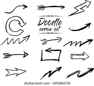 Set of arrows vector illustration.Arrow doodles vector. A set of simple sketches of arrow isolated on white background