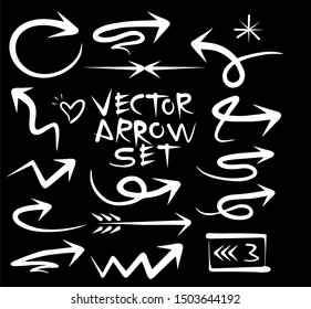 Set of arrows vector illustration.Arrow doodles vector