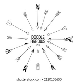 Set of arrows vector illustration.Arrows doodle vector. 