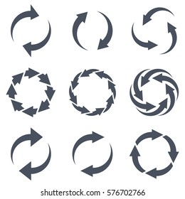 Set of arrows. Vector reload arrows. Rotation.