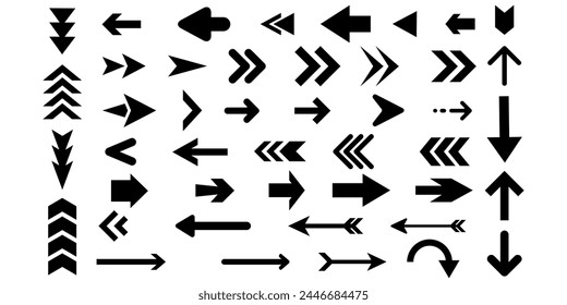 Set of arrows. Vector set of various black arrows.