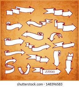Set of arrows in vintage style. Vector illustration. 
