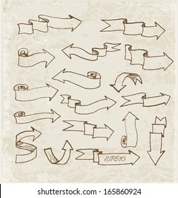 Set of arrows in vintage style. Vector illustration. 