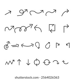 Set of arrows.Hand drawn arrow Icon isolated vector graphic elements