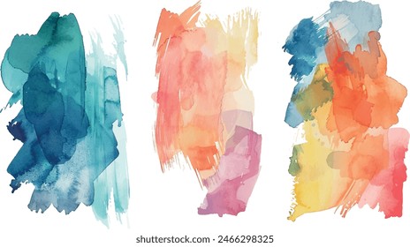 Set of art background and abstract design art modern invitation postrers, watercolor stain elements colorful splash. Minimalist painted wall art watercolor. Vector abstract Illustration. Modern Art.