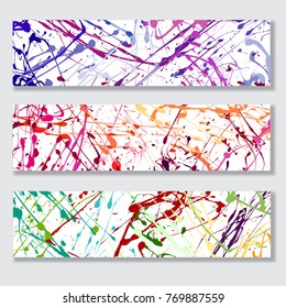 Set of Art  backgrounds  with  paint  blots, splashes, drops 
