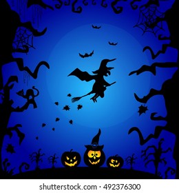 Set of art cards for Happy Halloween.Design  template for flyers, posters,ecards, invitations, brochures.Creative style. Vector illustration