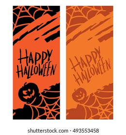 Set of art cards for Happy Halloween.Design  template for flyers, posters,ecards, invitations, brochures.Creative style. Vector illustration
