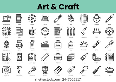 Set of art and craft icons. Linear style icon bundle. Vector Illustration