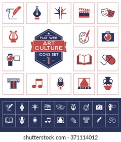 Setzen Sie Kunstkultur- und Kreativitätssymbole für Web und Mobile ein
