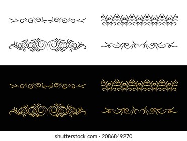 Set of art deco. Abstract compositions, dividers in the style of newspapers and paintings.
exquisite vignette on white and black background.
