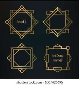 Set of Art deco borders and frames. Template in style of 1920s for your design. Vector illustration