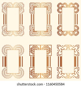 Set of Art deco borders and frames. Creative template in style of 1920s for your design. Vector illustration. EPS 10